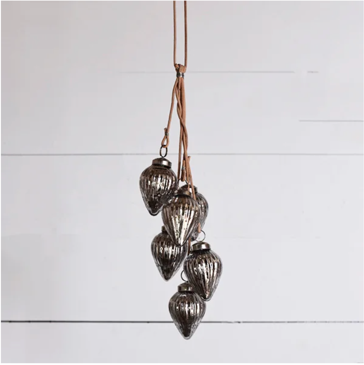 6 Piece Ornament Cluster Silver Charm House Decor